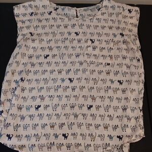 Sweet Rain White and Blue Blouse with Relaxed Fit